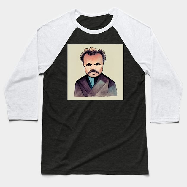 Friedrich Nietzsche portrait | Cartoon style Baseball T-Shirt by Classical